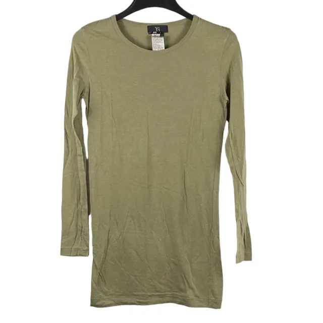 Y's Yohji Yamamoto Joyce Long Sleeve Tee Shirt Olive Green Size 2 Women's A869
