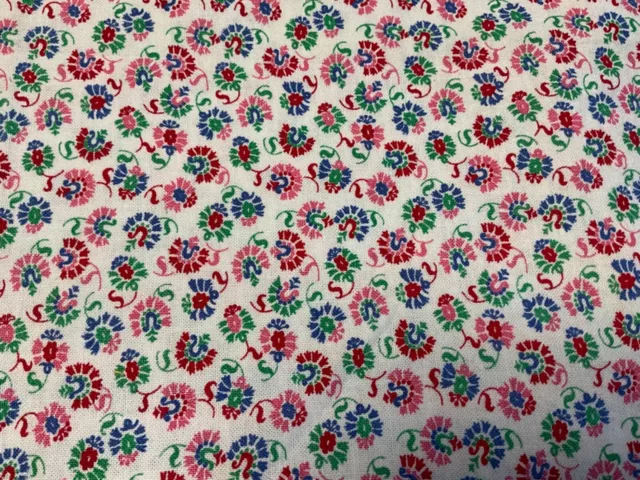 LARGE Sweet FLORAL FEED SACK vintage cotton fabric for QUILT BLOCKS Top