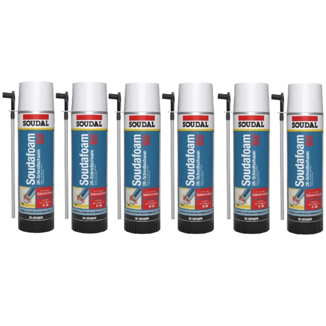 6x Soudal Soudafoam 2K B2 Schaum Adapterschaum Zargenschaum Schnellschaum 400ml