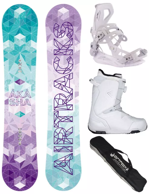 AIRTRACKS Damen Snowboard Set Akasha+Bindung Master+Boots+SB Bag/144 147 150 cm/ 3