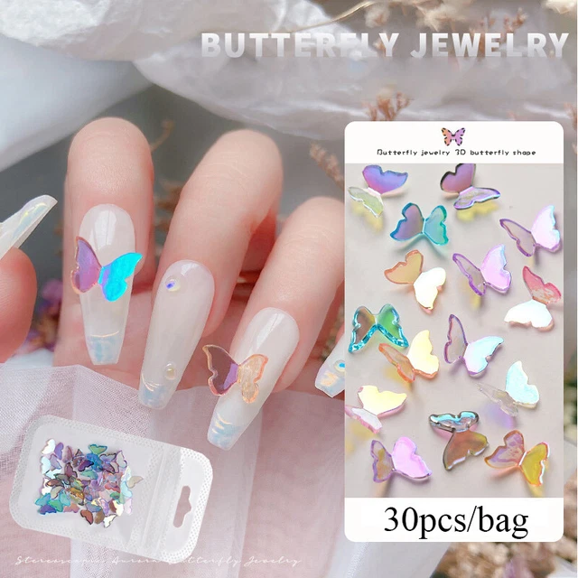 30x Ongle Strass 3D Cristal Papillon Ongle Bijoux Décor Manucure Charmes ☜ ,