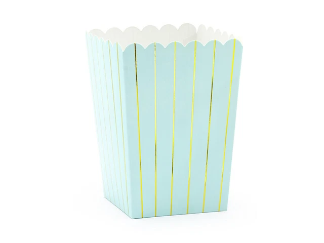 Popcorndosen Streifen, hellblau, 7x7x12,5cm (1 VPE / 6 Stk.)