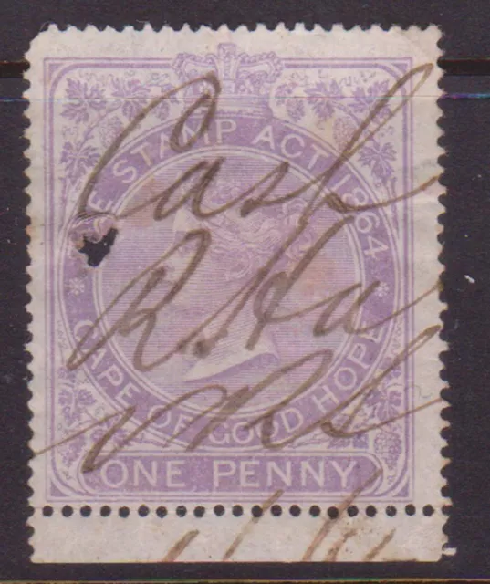 (F166-105) 1890 Cape of Good Hope 1d mauve revenue stamp (DE)