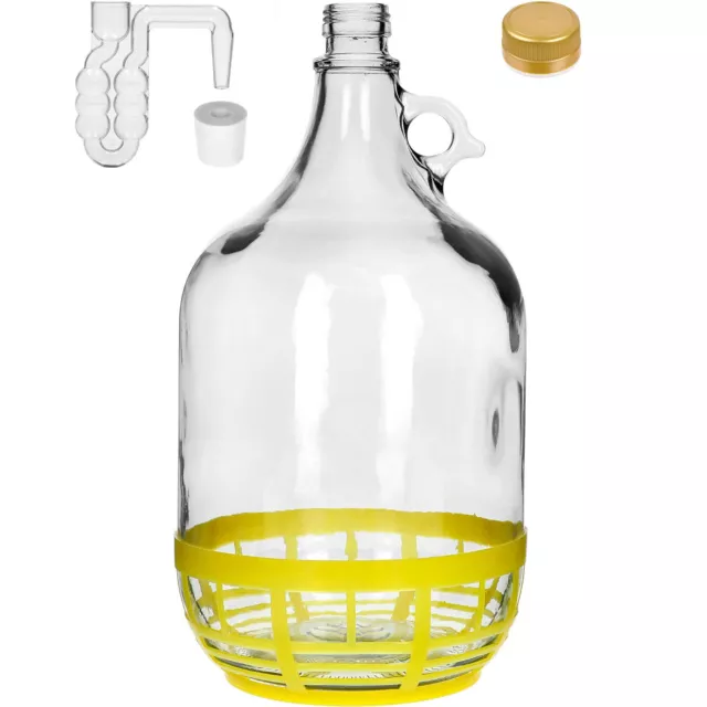 5L Flasche +Gummistopfen + Gärröhrchen Gärballon Set Weinballon Gärbehelter