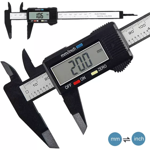 6'' LCD Digital Vernier Caliper Micrometer Measure Dial with Ruler Black 150mm