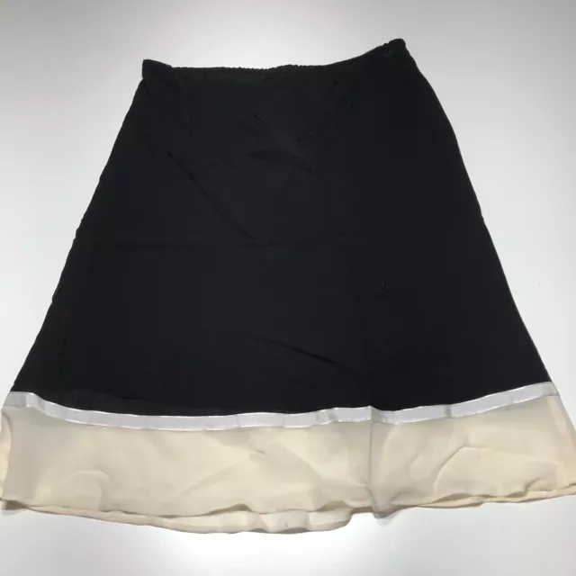 Ice Skirt Womens Size 14 Black Straight White Ruffle Trim Pull On Knee Length