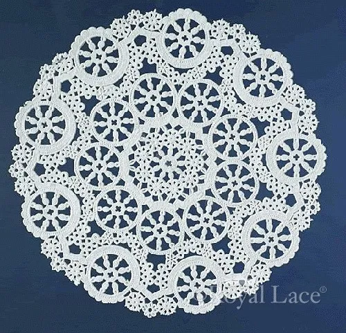 Royal Lace Medallion 4" White Round Lace Paper Doilies, 40 per pack (B23001)