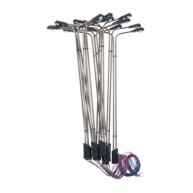Set 20 Lampioni In Miniatura Scala 1:150 Con LED - Luci Per Diorami Treni Modellismo OO/HO - Luce Bianca Fissa - 3