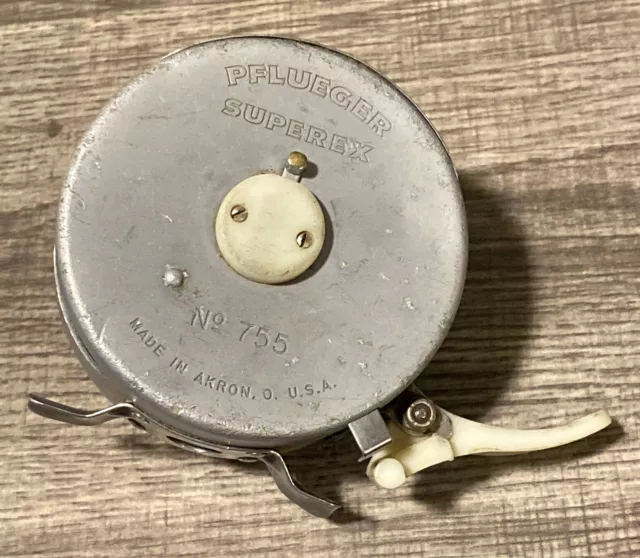 リール Vtg PFLUEGER SUPEREX no.755 Fly Reel RARE VINTAGE PFLUEGER SUPEREX No. 755 AUTO FLY FISHING REEL