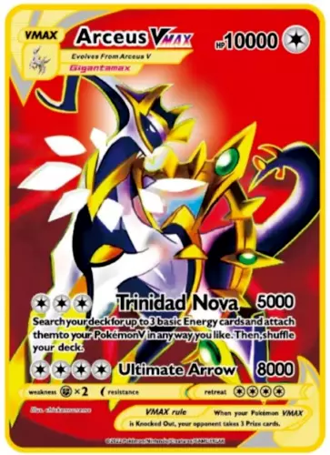 Kit 55 Cartas Pokémon Dourada Sem Repetidas C/ Arceus 10000