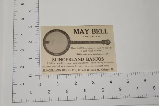 1920's Print Ad May Bell Slingerland Banjos 45 Styles Chicago, Ill.