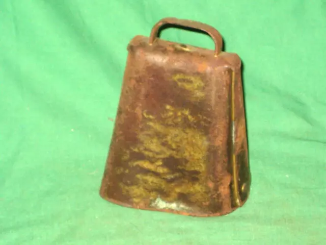 #1111 - Rustic Antique Cowbell With Original Clapper, Riveted Sides 2