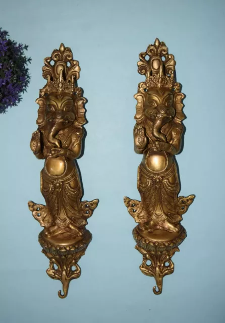Brass Ganesha Door Handle Pair Majestic Temple Lord Pull Accentuate Look EK35