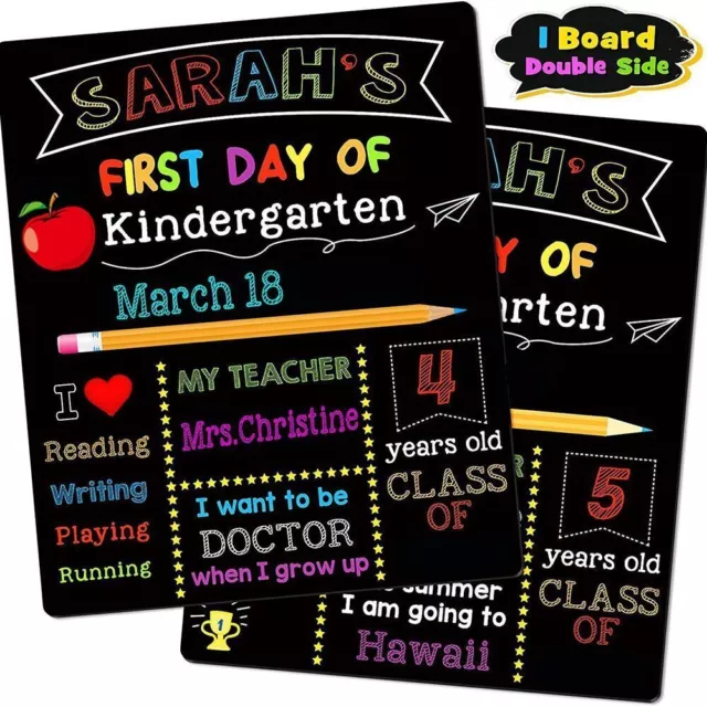 1st Day of School Sign School Board 10"x12" First and Last Day Double-Sided AU