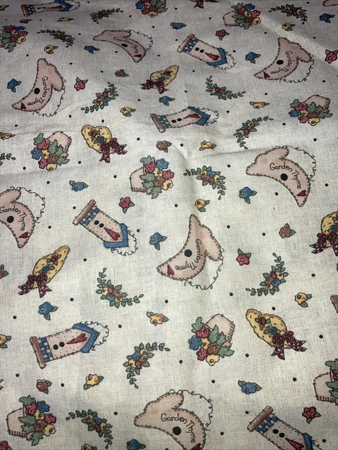 1 yard PLANT A LITTLE LOVE Fabric Linda Stubbs HTF 2005 Peace Creek Bird house h