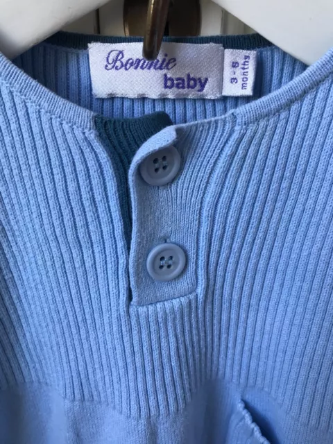 Combinaison de jeu bleu Bonnie Baby Boys 100 % coton pur combinaison de couchage 3-6 m ex avec condition 2