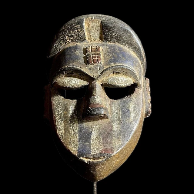 MASQUE AFRICAIN ANTIQUE visage tribal vintage bois sculpté masque Yaure
