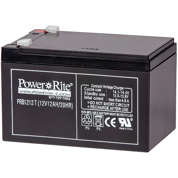 Power Rite Battery, 12V, 12 Ah, 1/Each Exit/Emergency Lighting LD1212