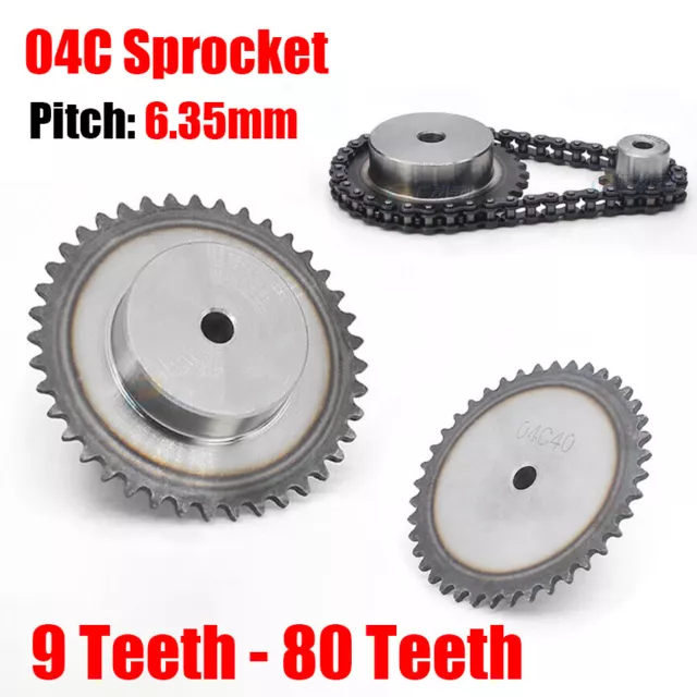 #25 Roller Chain Sprockets 9-80T Pitch 6.35mm 04C Chain Drive Sprocket 45# Steel