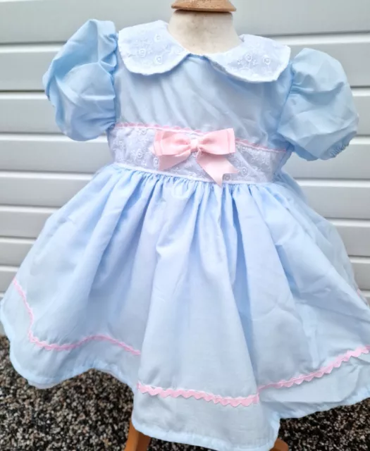 DREAM SALE 0-3 6-12 12-18 2-3 BABY GIRLS sky blue pink  traditional  lined dress