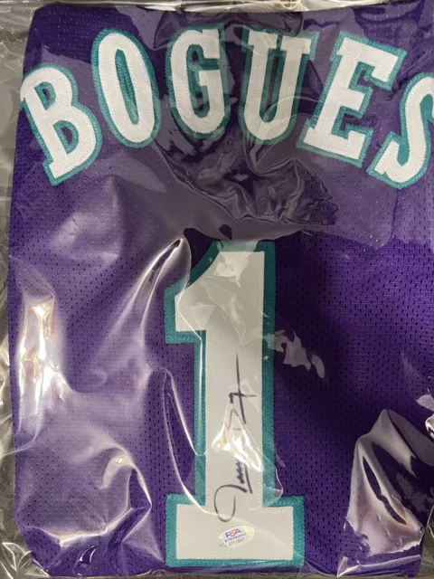 Autographed/Signed Muggsy Bogues Charlotte Teal Basketball Jersey PSA/DNA  COA