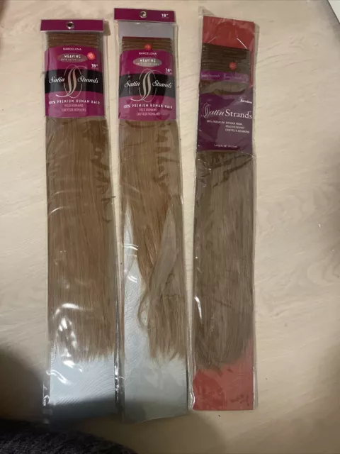 Extensiones de cabello humano de 18"" Barcelona 100 % premium con hebras de satén para tejer