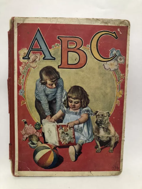 Little Pets Linen ABC Children's Reading McLoughlin Bros. New York Book 10”x7”
