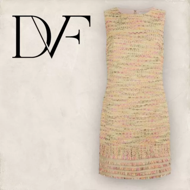 DVF Diane Von Furstenberg Merlyn Multicoloured Metallic Tweed Mini Dress  UK 12