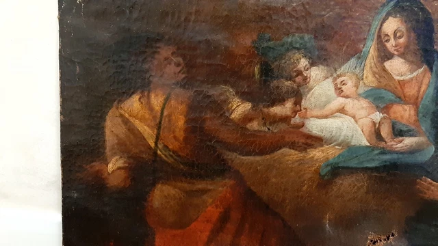 olio su tela inizio del 700  nascita  di Gesù  bambino