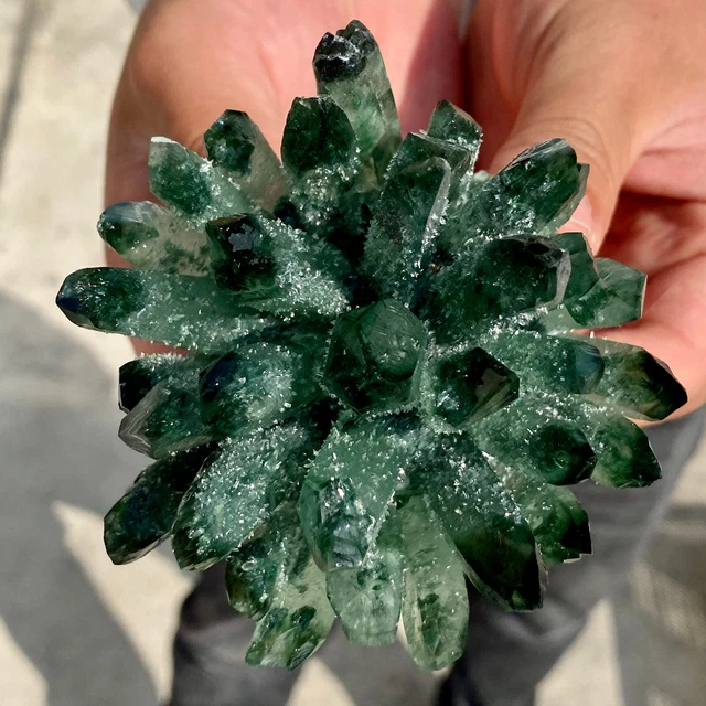 352G New Find Green Phantom Quartz Crystal Cluster Mineral Specimen Healing 12
