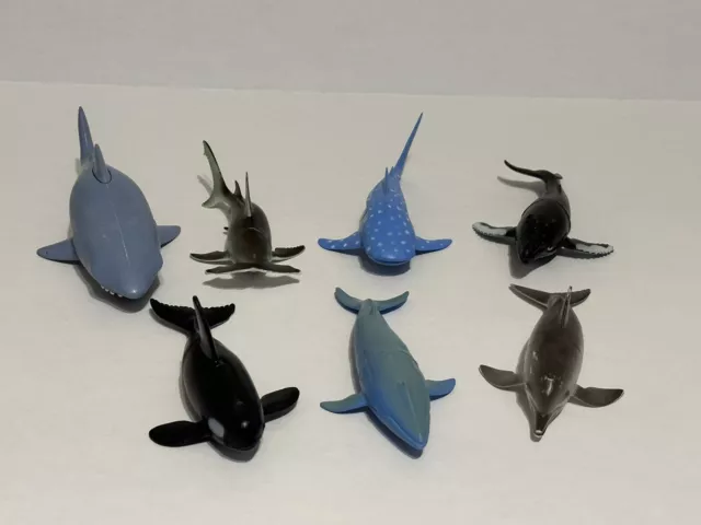 Sea Life Toys Whales, Shark, Figures for Kids Adults. Lot of 7