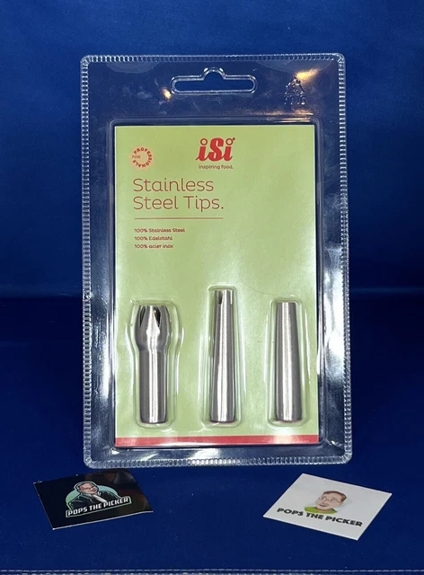 NIB 3 iSi Stainless Steel Tips For Filling & Decoration/Decorating. NIB 3 iSi Stainless Steel Tips For Filling & Decoration/Decorating.