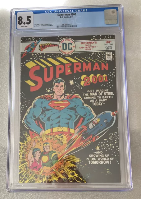 Superman #300 CGC 8.5 White Pages 6/76 New slab anniversary issue