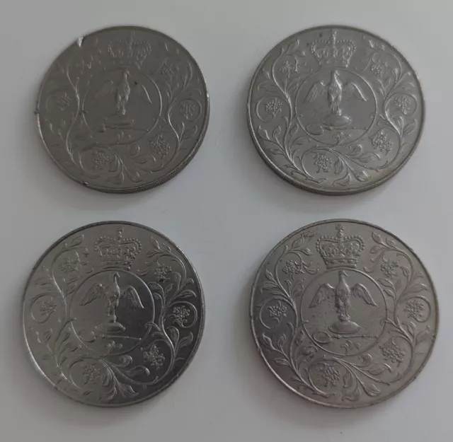 Four, £5 Pound Coins from 1977 - Queen Elizabeth II Silver Jubilee