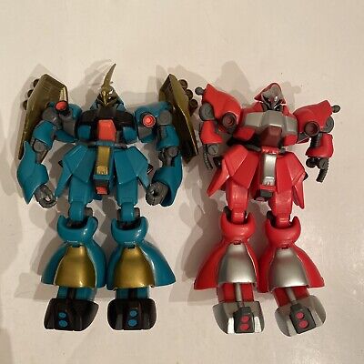 Lot 2 Mobile Suit Gundam Jagd Doga Teal/Blue & Red Action Figures - Bandai 2001
