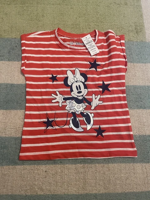T-shirt mouse Baby Gap X righe Disney Minnie nuova con etichette età 4 anni