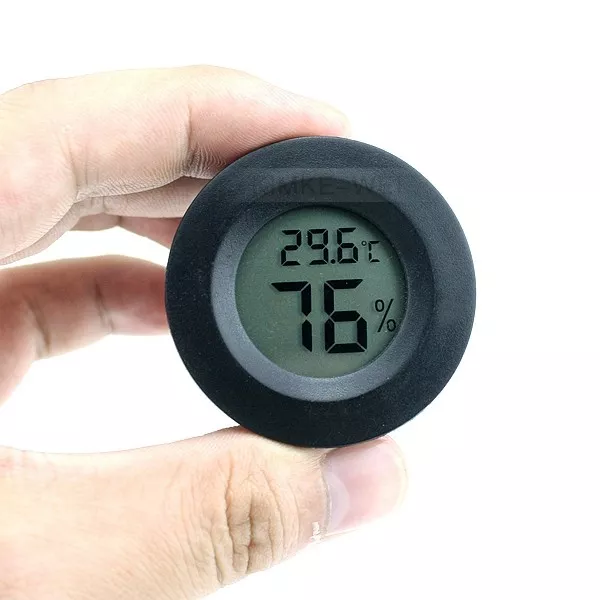 Mini Digital LCD Reptile Temperature Thermometer Hygrometer Humidity Meter Round