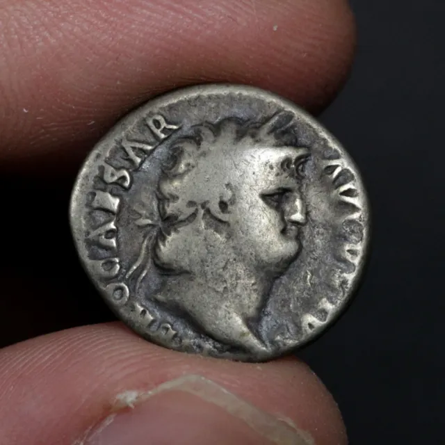 Nero Coin Ancient Roman Empire Silver AR Denarius 66AD Choice Fine Salus Toned