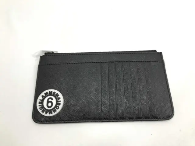 MM6 Maison Margiela Long Wallet Leather Card Case Black Height 10cm Logo Mark