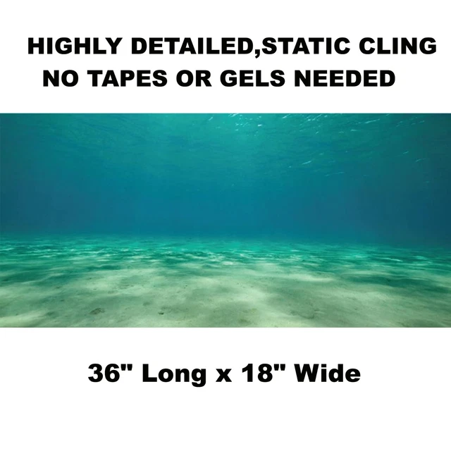 Ocean Aquarium Background 36x18 Fish Tank Static Cling Background Wallpaper