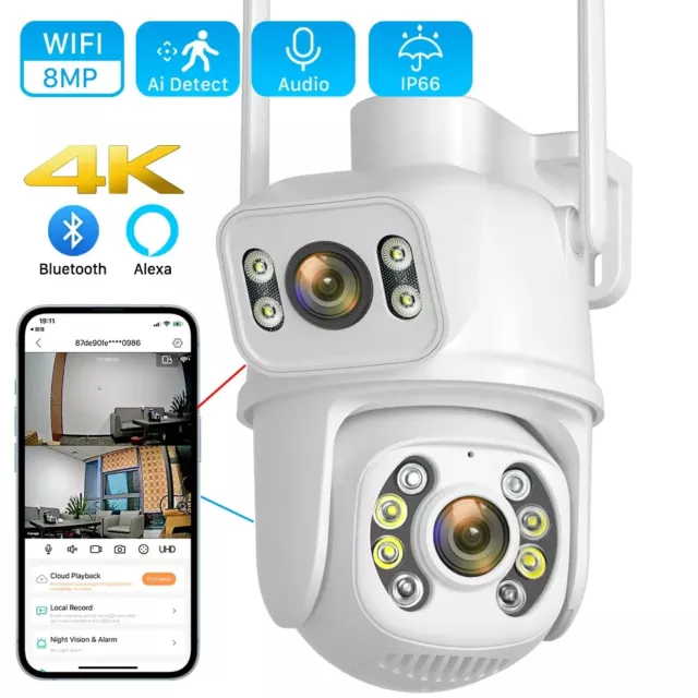 Caméra de surveillance extérieure sans fil avec suivi automatique, 8MP, 4K, PTZ