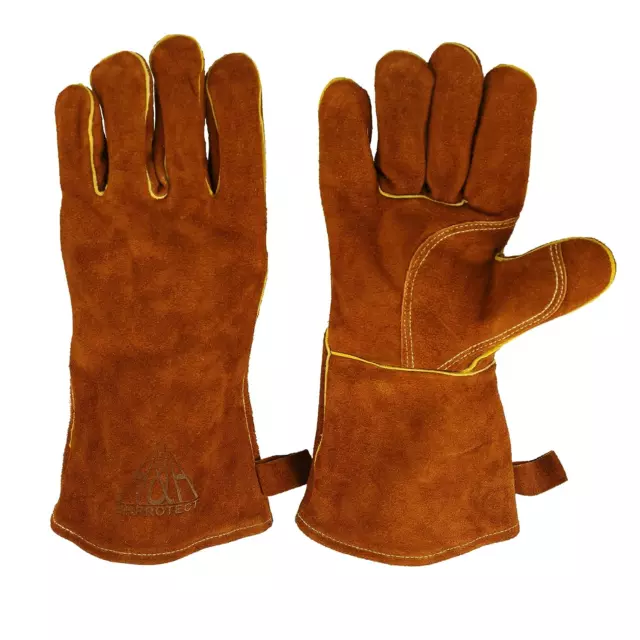 HHPROTECT Welding Gloves Oven Heat Resistant Fire Proof Gauntlets Leather Workin
