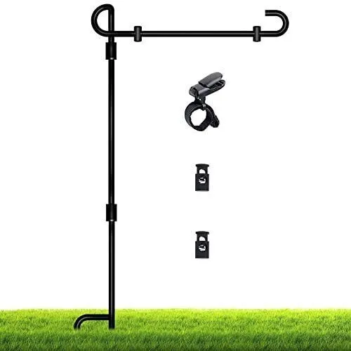 Stand Garden Flag Pole Holder with Garden Flag Stopper and Anti-Wind Clip 35.4''