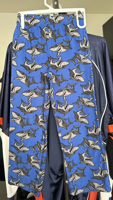 Faded Glory Pants Boys Size Medium (8) Blue Shark Pajamas Soft Fleece Sleepwear