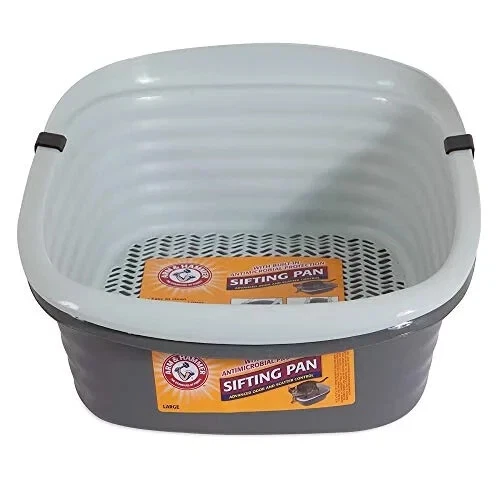 Arm & Hammer Light Gray Sifting Cat Litter Box, Large, 15.21" W x 18" L