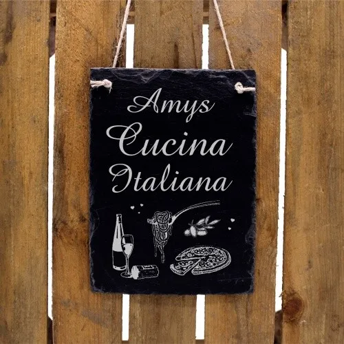 Küche Italien Schild Schiefer Türschild mit Name Personalisierung Cucina Italian