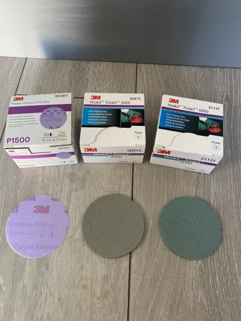 3M Trizact Fine Finishing Sanding P1500/P3000/P6000 75mm New 3 Disc Fast 📦