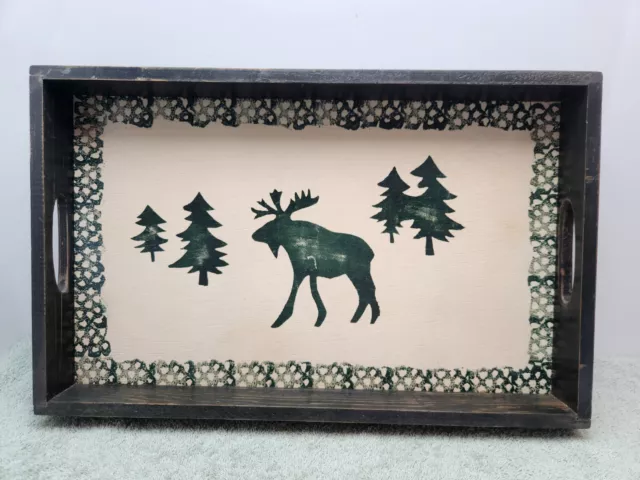 Folk Craft Moose Country Serving Tray Wood 18x12