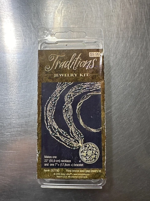 Traditions Jewelry Kit 22” Necklace Bracelet Floral Bronze Seed Beads New