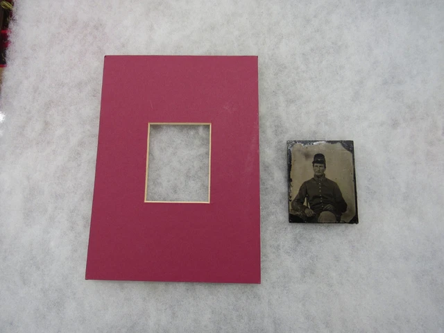 Civil War US Army amber type picture of a soldier wearing a kepi